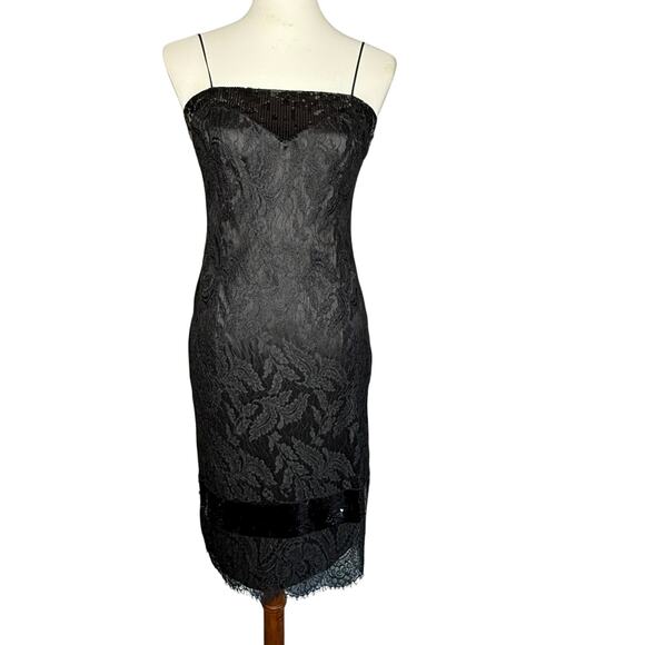 Vintage black sequin lace dress XS - Picture 2 of 16